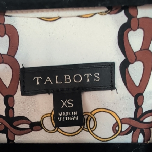 Talbots Chain Pattern Blouse with Bow Tie - Picture 4 of 5